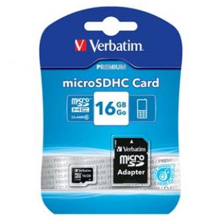 Verbatim pamäťová karta Micro Secure Digital Card Premium, 16GB, micro SDHC, 44082, UHS-I U1 (Class 10), s adaptérom