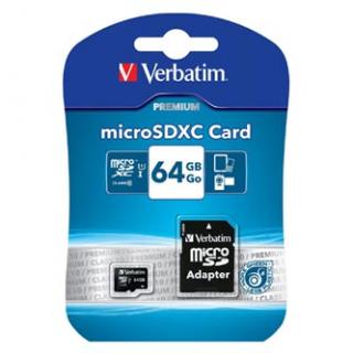 Verbatim pamäťová karta Micro Secure Digital Card Premium, 64GB, micro SDXC, 44084, UHS-I U1 (Class 10), s adaptérom