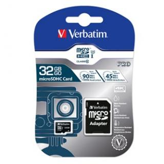Verbatim pamäťová karta Micro Secure Digital Card Pro U3, 32GB, micro SDHC, 47041, UHS-I U3 (Class 10), V30, s adaptérom