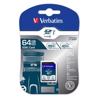 Verbatim pamäťová karta Secure Digital Card Pro U3, 64GB, SDXC, 47022, UHS-I U3 (Class 10), V30