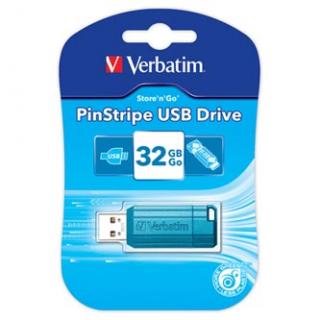 Verbatim USB flash disk, USB 2.0, 32GB, PinStripe, Store N Go, modrý, 49057, USB A, s výsuvným konektorom