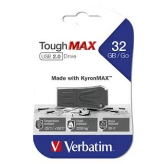 Verbatim USB flash disk, USB 2.0, 32GB, ToughMAX, čierny, 49331, USB A, kompozitný materiál KyronMAX(tm)