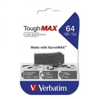 Verbatim USB flash disk, USB 2.0, 64GB, ToughMAX, čierny, 49332, USB A, kompozitný materiál KyronMAX(tm)