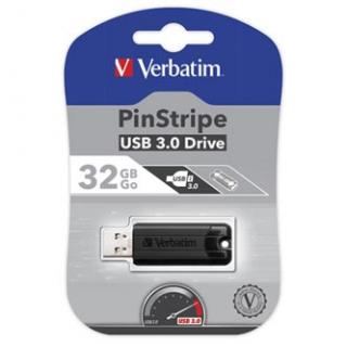 Verbatim USB flash disk, USB 3.0, 32GB, PinStripe, Store N Go, čierny, 49317, USB A, s výsuvným konektorom