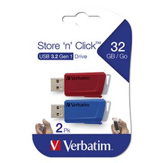 Verbatim USB flash disk, USB 3.0, 32GB, Store N Click, mix farieb, 49308, USB A, s výsuvným konektorom, 2ks