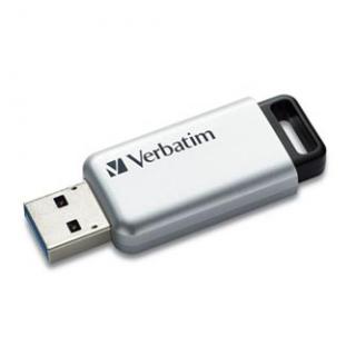 Verbatim USB flash disk, USB 3.0, 64GB, Secure Pro, strieborný, 98666, USB A, AES 256-bit šifrovanie, s výsuvným konektorom