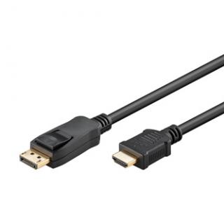 Video kábel DisplayPort samec - HDMI samec, 2m, čierna