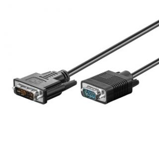 Video kábel DVI (12+5) samec - VGA (D-sub) samec, 2m, čierny