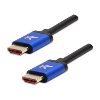 Video kábel HDMI samec - HDMI samec, HDMI 2.1 - Ultra High Speed, 1m, pozlatené konektory, hliníkové prevedenie krytky, modrý, Log