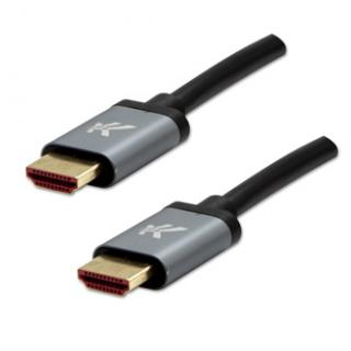 Video kábel HDMI samec - HDMI samec, HDMI 2.1 - Ultra High Speed, 1m, pozlatené konektory, hliníkové prevedenie krytky, šedý, Logo