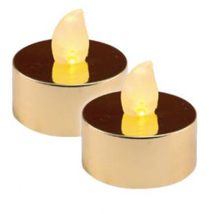 LED čajová sviečka, lesklá zlatá, 2ks, 3V