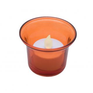 LED čajová sviečka, s oranžovým svietnikom, 3V