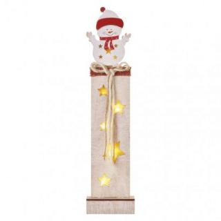 LED dekorácia drevená – snehuliak, 46 cm, 2x AA, ...