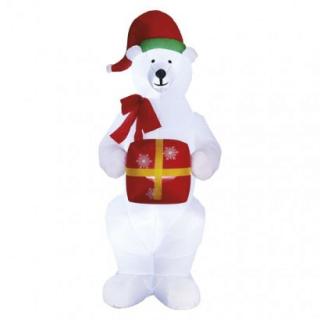 LED ľadový medveď s vianočným darčekom, nafukovací, ...
