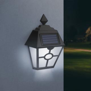 LED solárna nástenná lampa - čierna, studená biela - ...