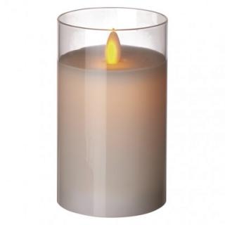 LED sviečka v skle, biela, 5×12,5cm, 2× AA