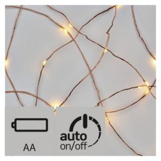 LED vianočná nano reťaz medená,0,9m, 2× AA, teplá b., ...