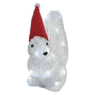 LED vianočná veverička, 22cm, 3× AA, studená biela, ...