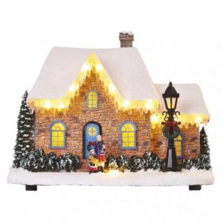 LED vianočný domček, 20,5 cm, 3× AA, vnút., teplá ...