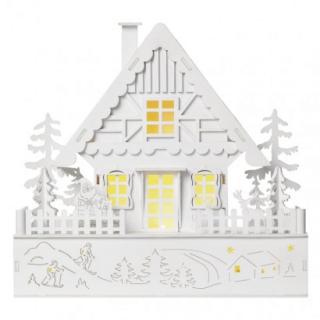 LED vianočný domček, 28cm, 2× AAA, teplá biela, ...