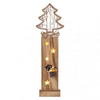 LED vianočný strom drevený, 48cm, 2× AA, teplá biela, ...