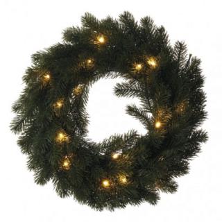LED vianočný veniec, 40cm, 2× AA, vnútorný, teplá ...