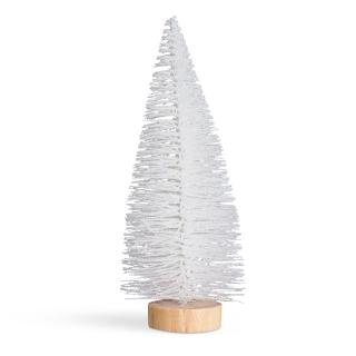 Mini dekoračný umelý strom 15 cm - trblietavý biely