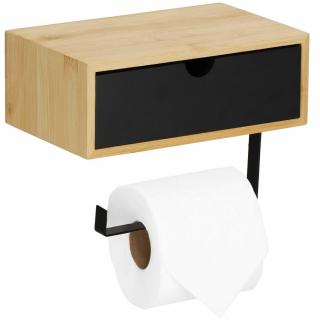 Springos Držiak na toaletný papier + zásuvka - čierna + ...