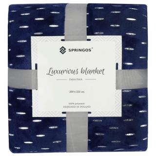 SPRINGOS Plyšová deka LUX - 200x220cm - tmavomodrá + ...