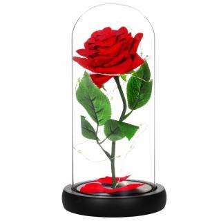 Springos Večná ruža v skle - Led - 22 cm - červená / ...