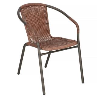 SPRINGOS Záhradná stolička kov - hnedá