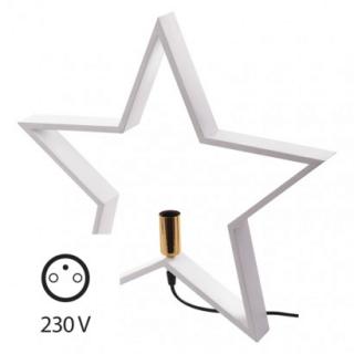 Svietnik na žárovku E14 drevený biely, hviezda, 48cm, ...