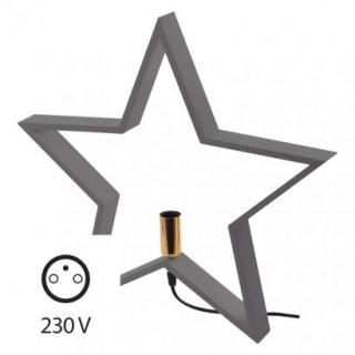 Svietnik na žárovku E14 drevený sivý, hviezda, 48cm, ...