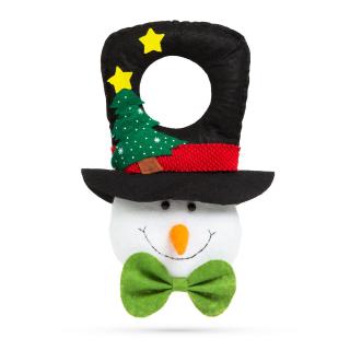 Vianočná dekorácia na kľučku - snehuliak s čiernym ...