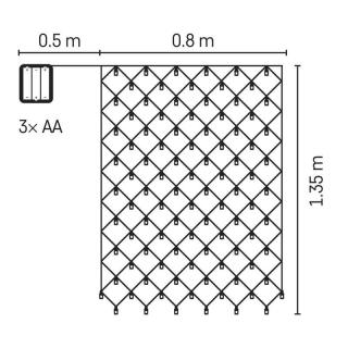 Vianočná dekorácia SIEŤ s časovačom 0,8x1,35 m 80 LED ...