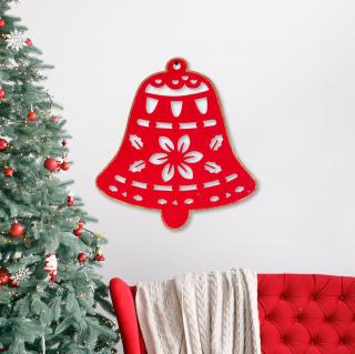 Vianočná dekorácia - zvonček - 39,5 x 42 cm - červená ...