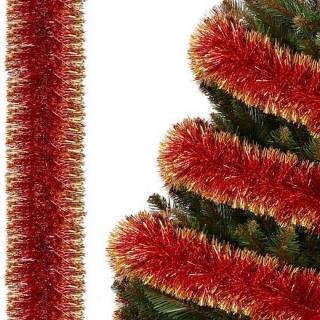 Vianočná girlanda - červená/zlatá - 6 m - priemer 10 cm
