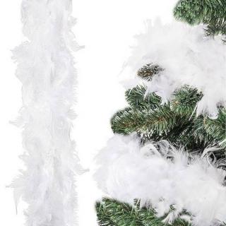 Vianočná girlanda z bieleho peria - boa - 6 m