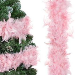 Vianočná girlanda z ružového peria - boa - 3 m