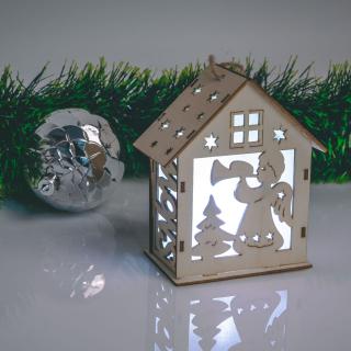 Vianočný LED dekoračný domček - studená biela - drevo ...