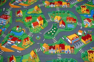 Detský hrací koberec Little village velúr (Velúrový detský)