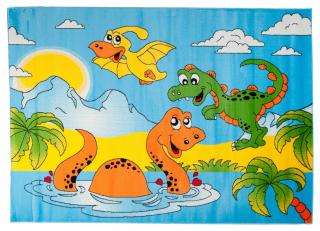 Detský koberec Happy Dinosaury modrý (Kusový koberec rozmerov)