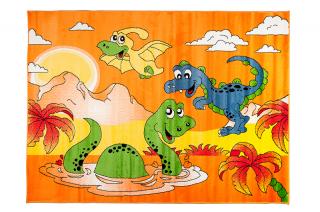Detský koberec Happy Dinosaury oranžový (Kusový koberec)