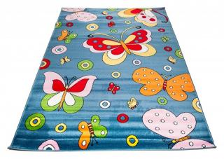 Detský koberec Happy motýle modrý (Kusový koberec rozmerov od)