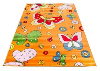 Detský koberec Happy motýle oranž (Kusový koberec rozmerov od)