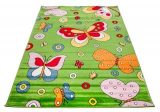 Detský koberec Happy motýle zelený (Kusový koberec rozmerov od)