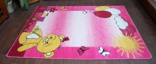 Detský koberec Happy ružový - medvedík (Kusový koberec)