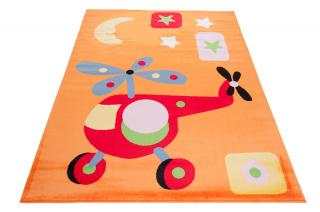 Detský koberec Happy vrtuľník oranžový (Kusový koberec)