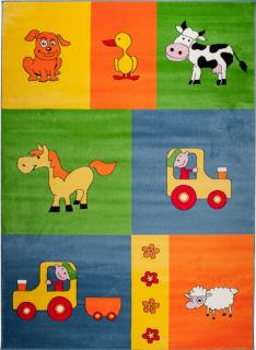 Detský koberec Happy Zvieratká modrý (Kusový koberec rozmerov)
