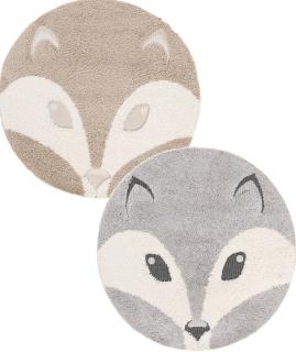 Detský koberec Líška béžová a šedá (Kruhový koberec v priemere)
